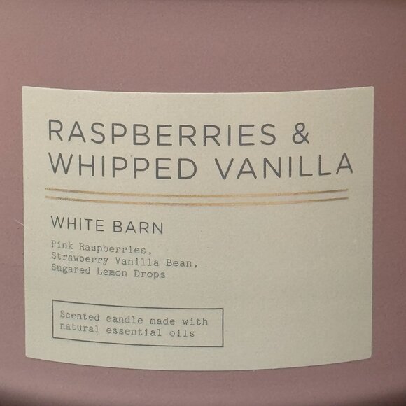 BBW Raspberries & Whipped Vanilla White Barn Bath & Body Works 3 Wick Candle - Picture 3 of 10